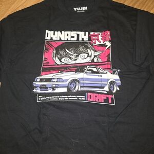 Spencer's Black Graphic Tee with Red and White Design